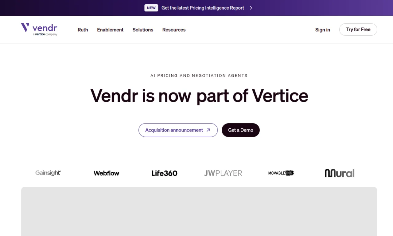 Screenshot of Vendr website
