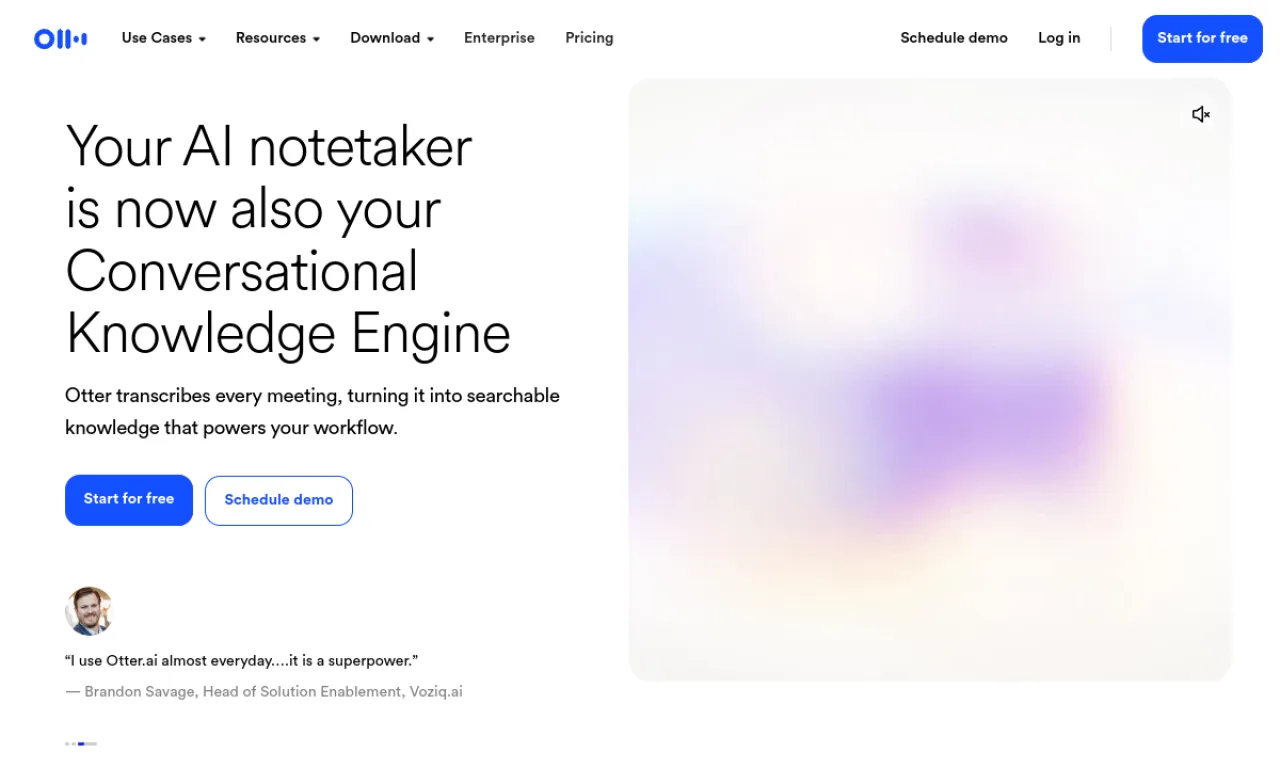 Screenshot of Otter.ai Business website