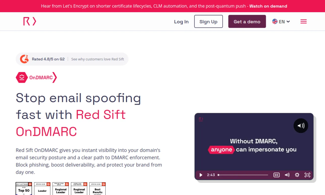 Screenshot of Red Sift OnDMARC website
