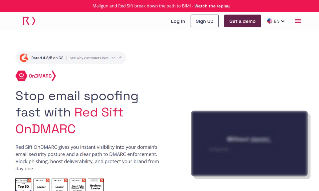 Screenshot of Red Sift OnDMARC website