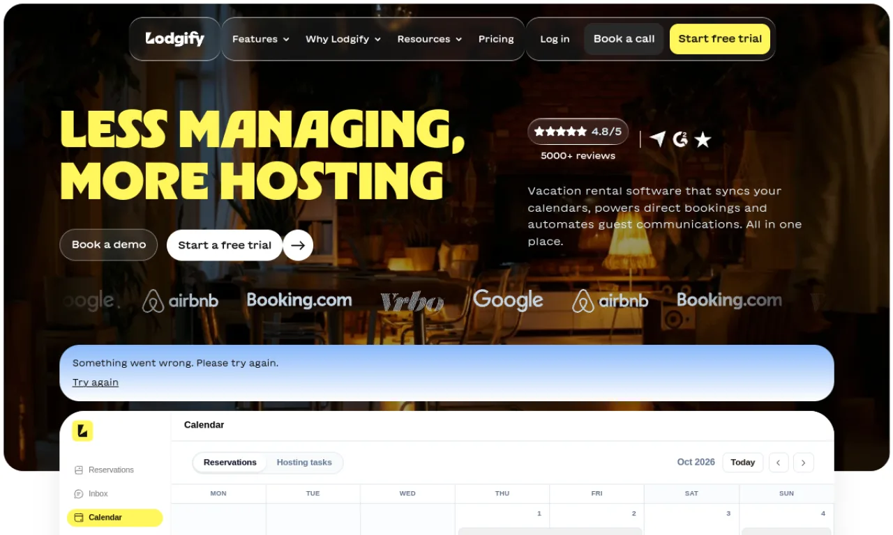 Screenshot of Lodgify website