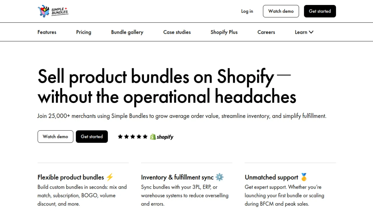 Screenshot of SimpleBundles website