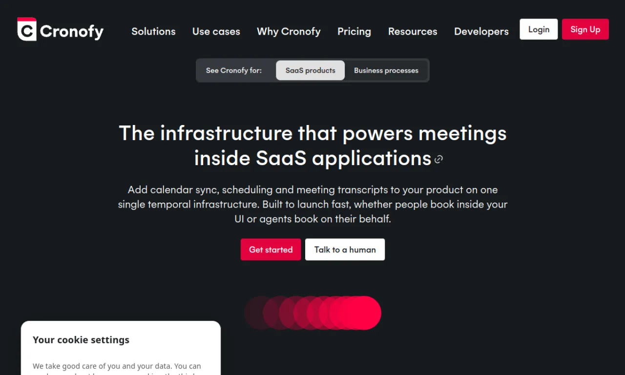 Screenshot of Cronofy website