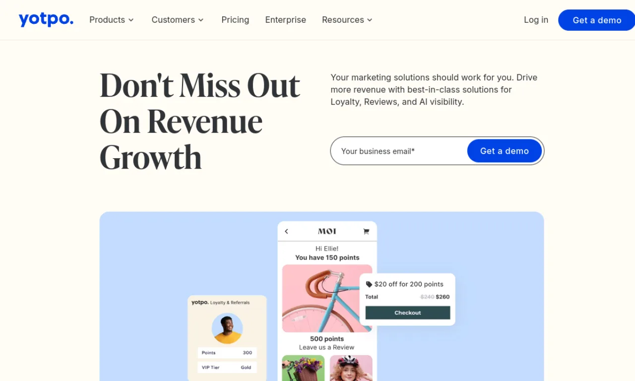 Screenshot of Yotpo website
