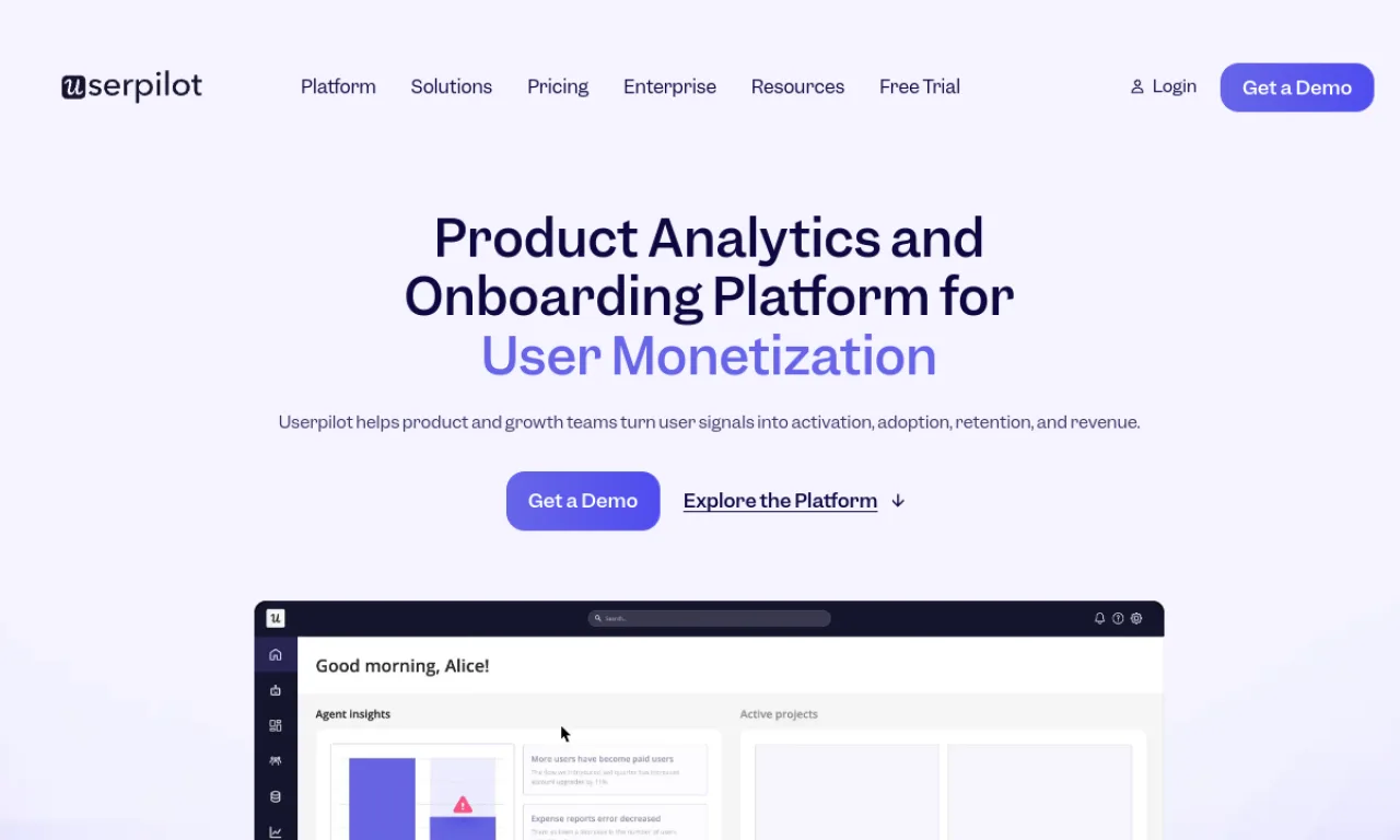 Screenshot of Userpilot Experiments website