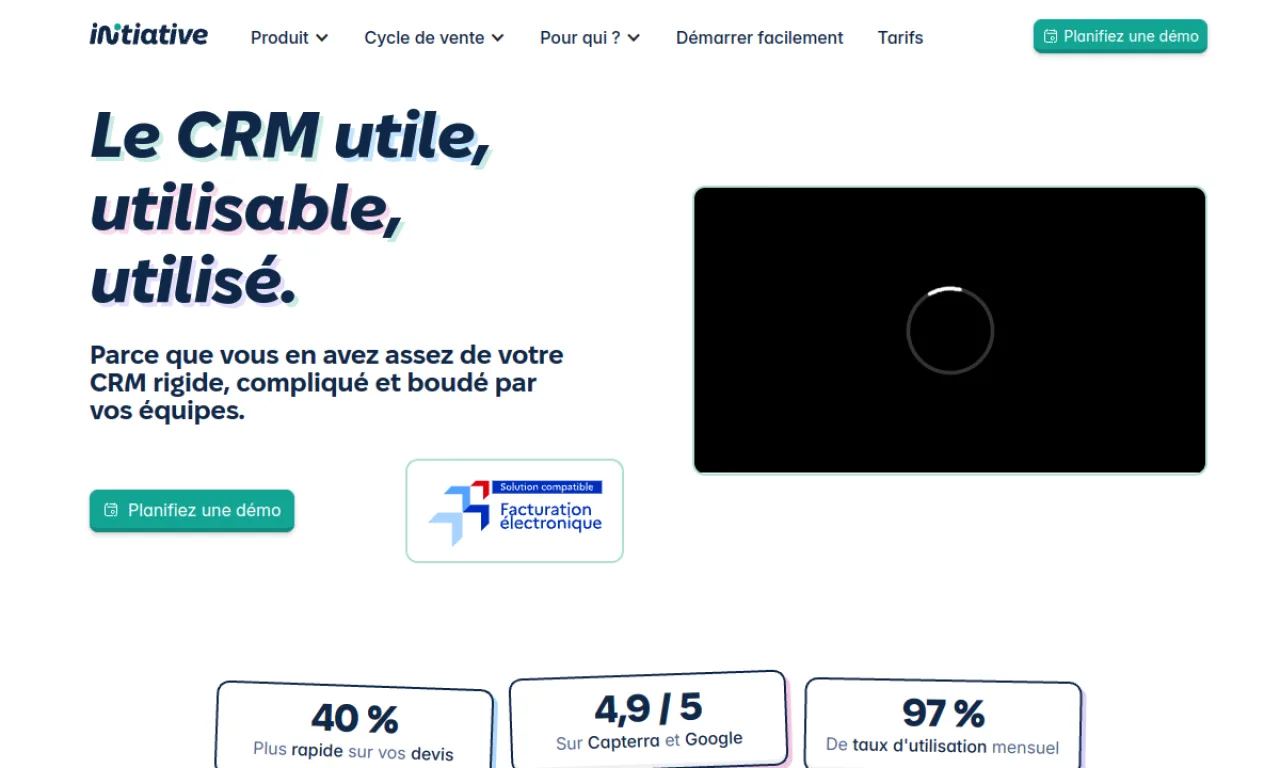 Screenshot of Initiative CRM website