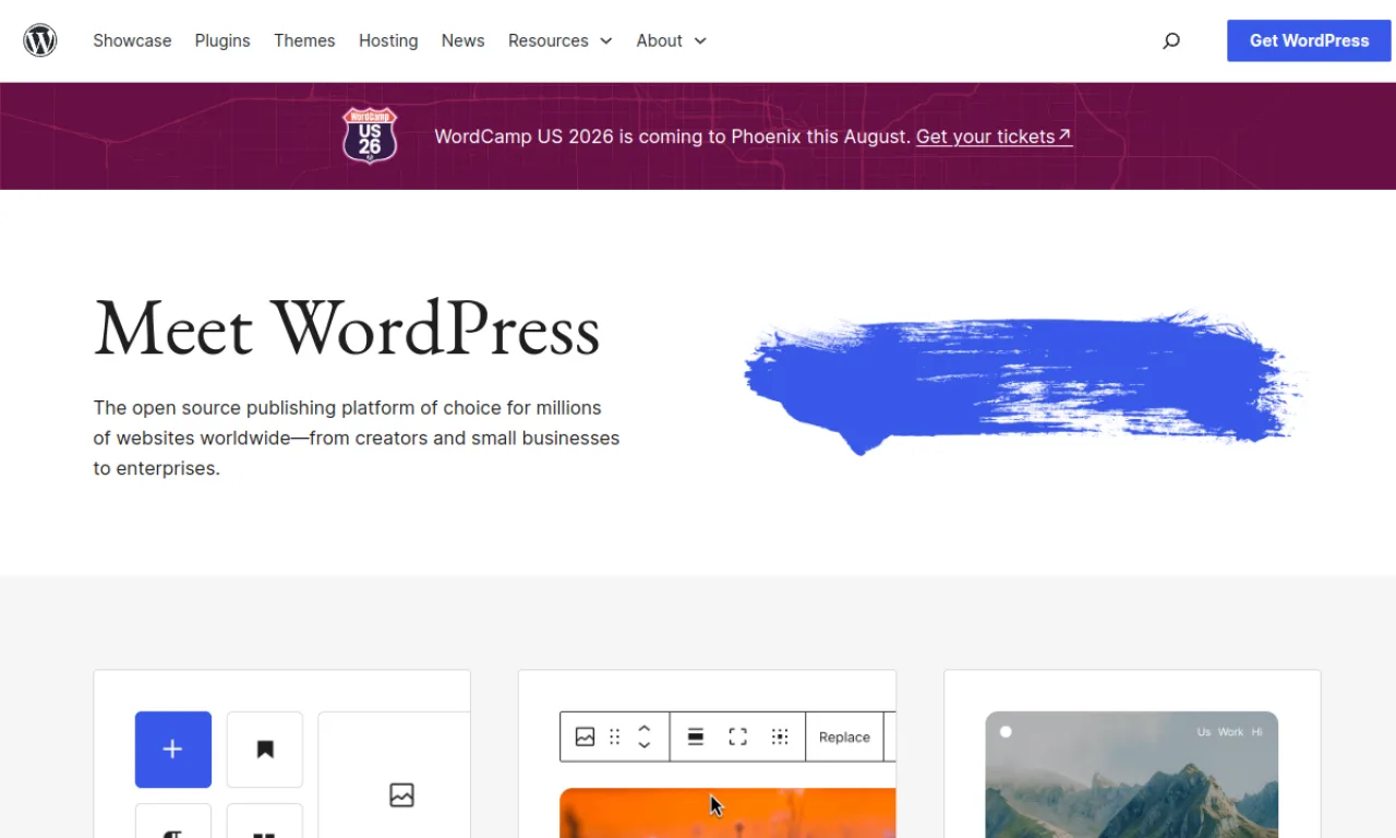 Screenshot of WordPress website