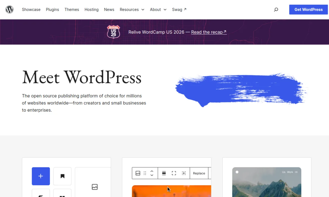 Screenshot of WordPress website