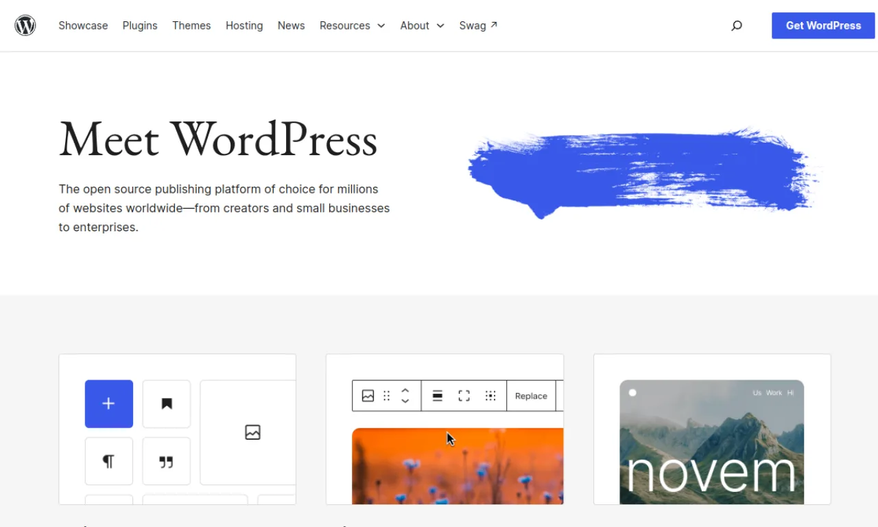 Screenshot of WordPress website