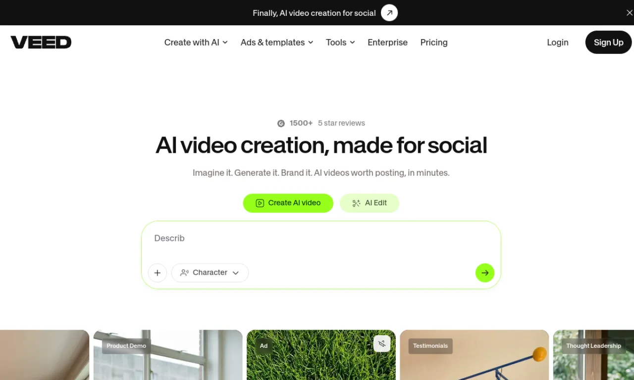 Screenshot of VEED.io website