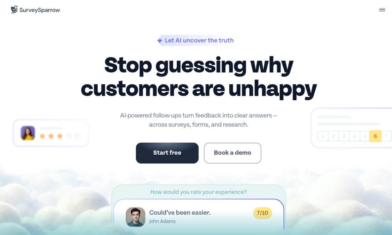 Screenshot of SurveySparrow website
