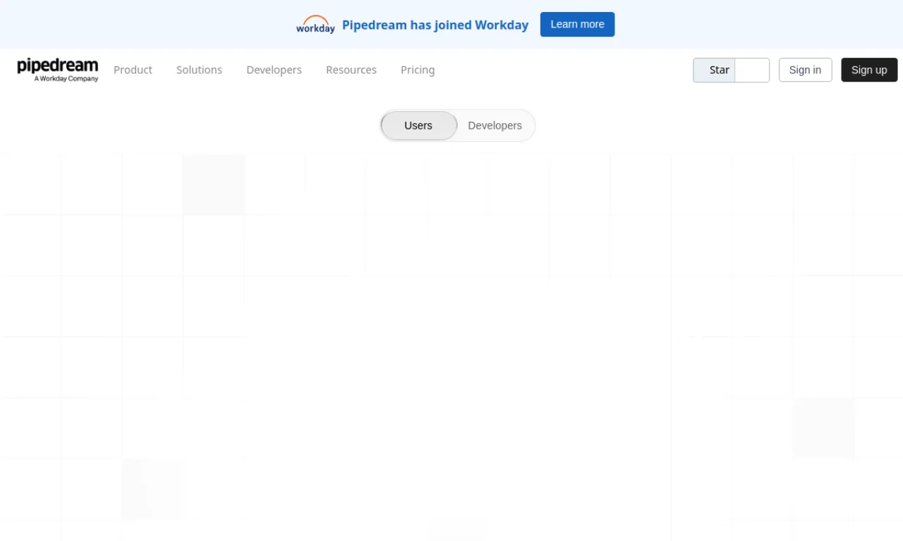 Screenshot of Pipedream Workflows website