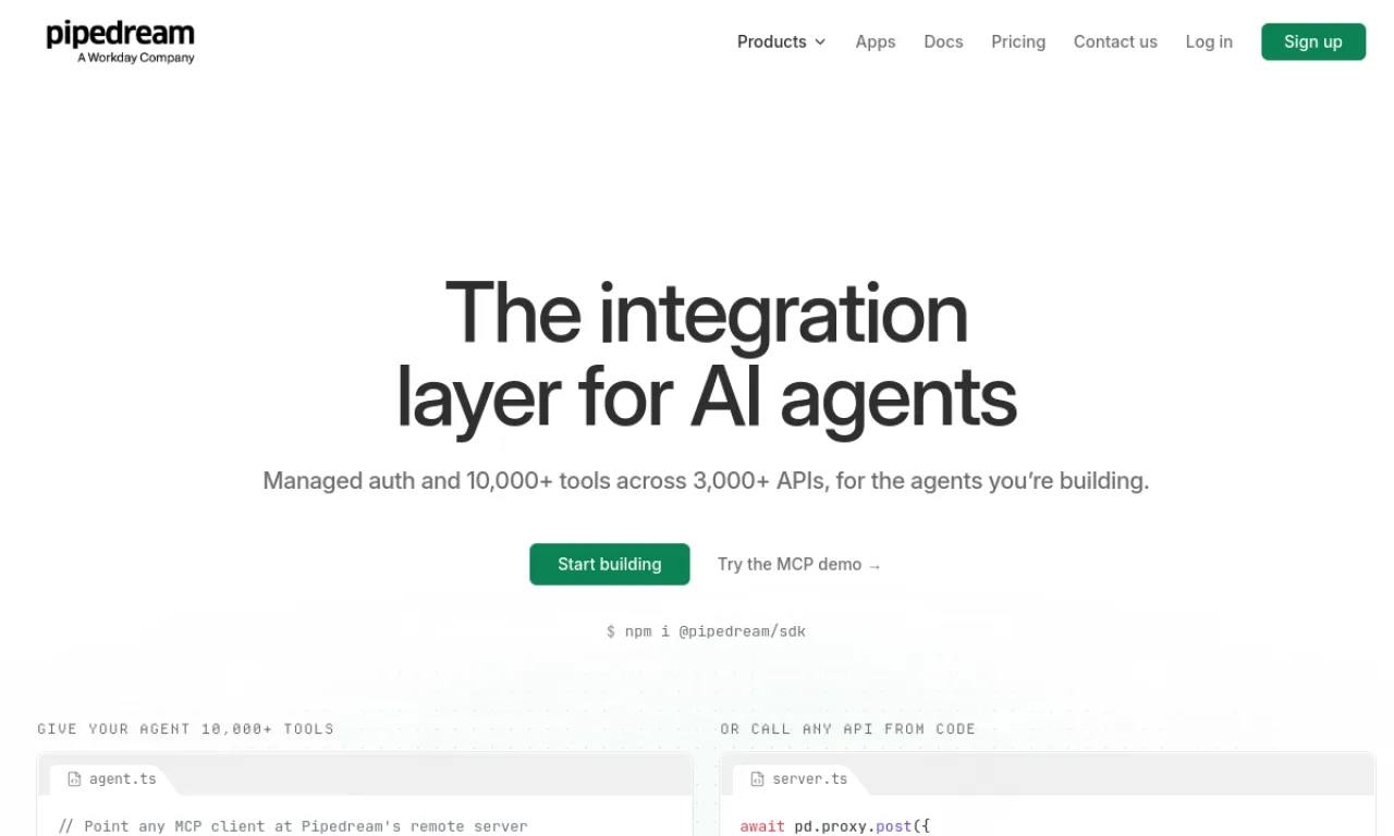 Screenshot of Pipedream Workflows website