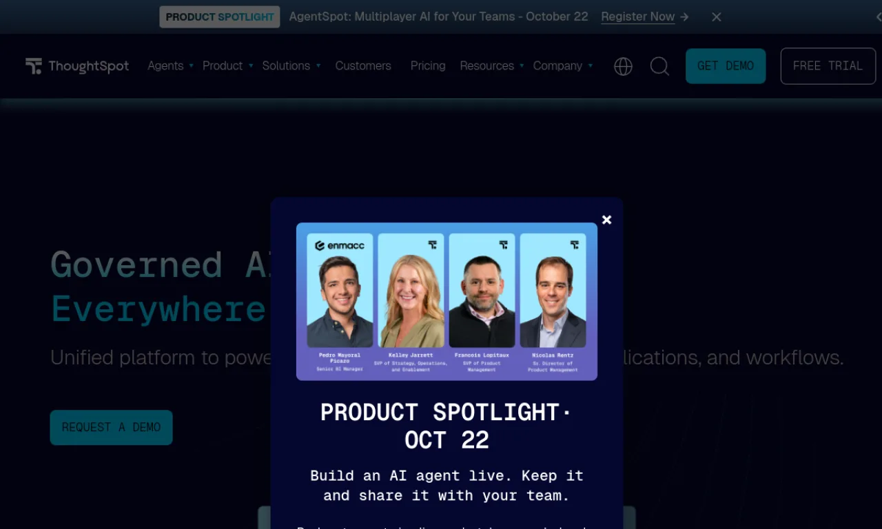 Screenshot of ThoughtSpot website