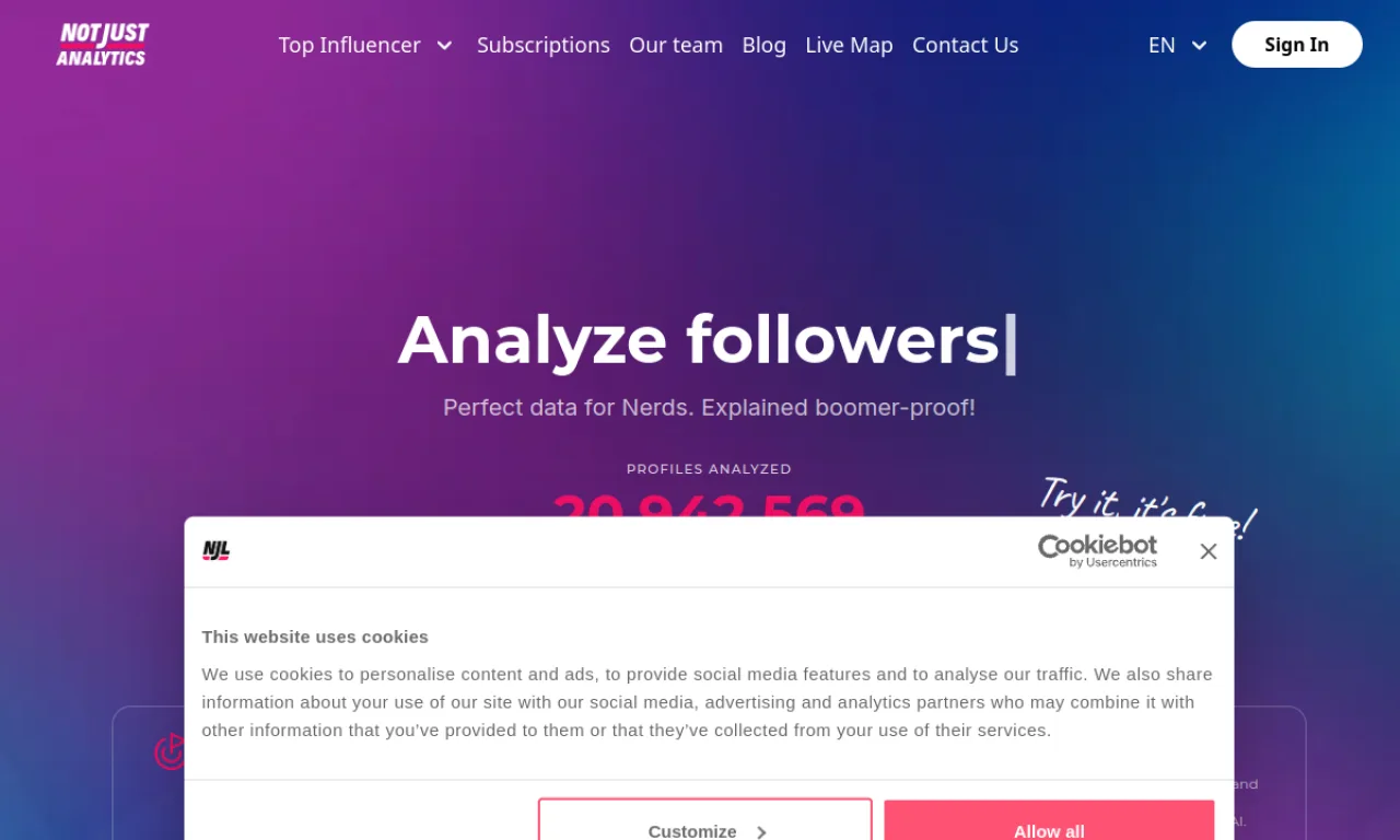 Screenshot of Not Just Analytics website
