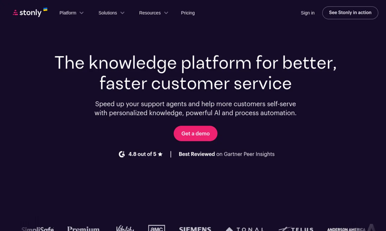 Screenshot of Stonly website