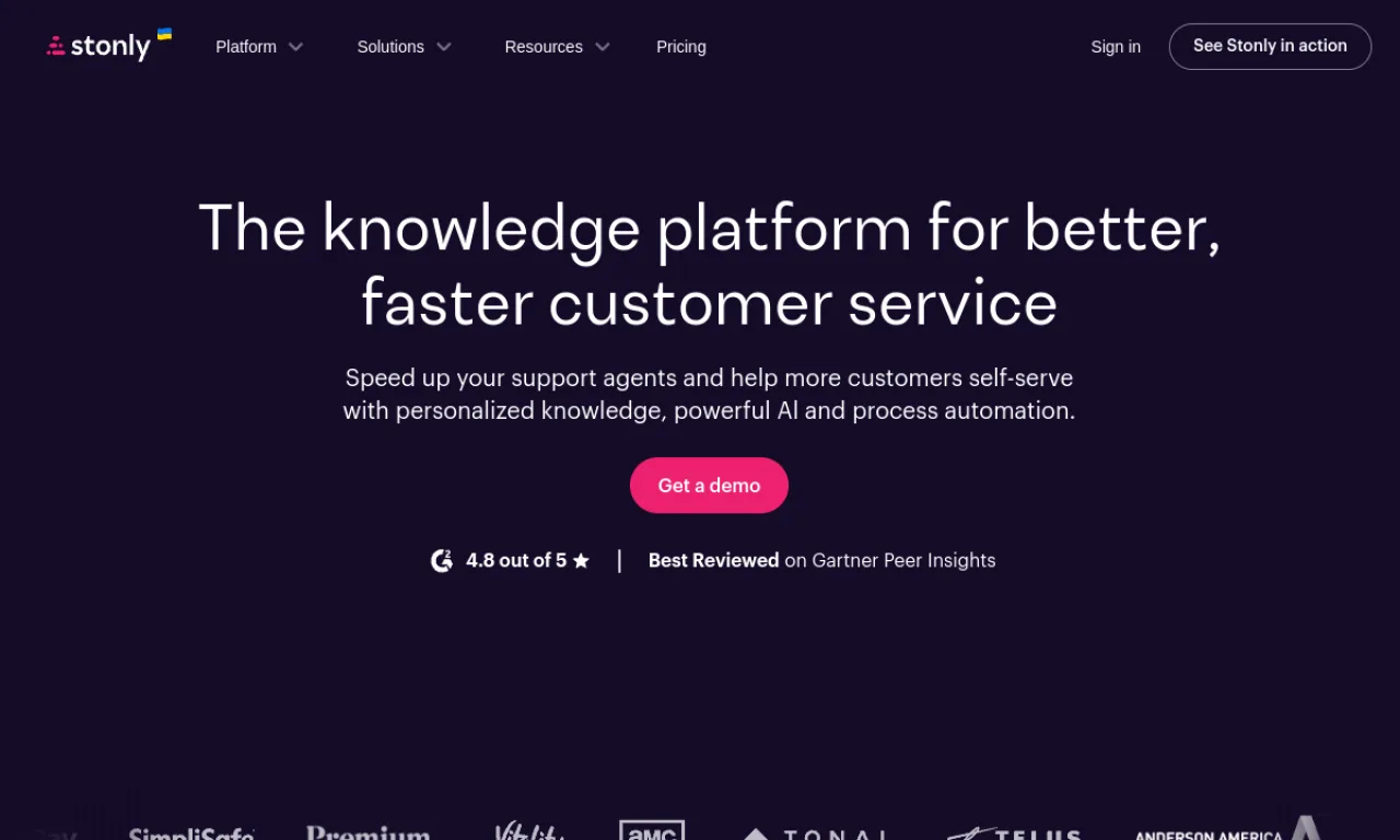 Screenshot of Stonly website