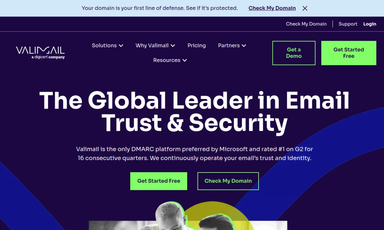 Screenshot of DMARC Digests / Valimail website
