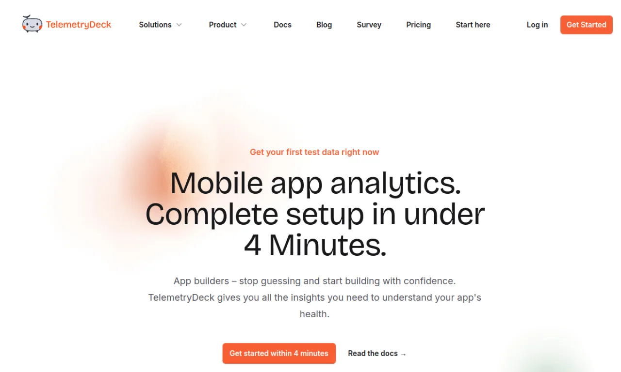 Screenshot of TelemetryDeck website