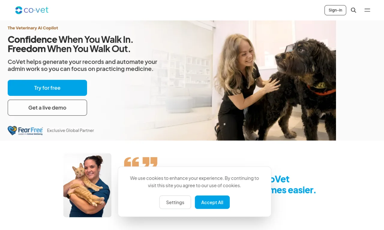 Screenshot of CoVet website