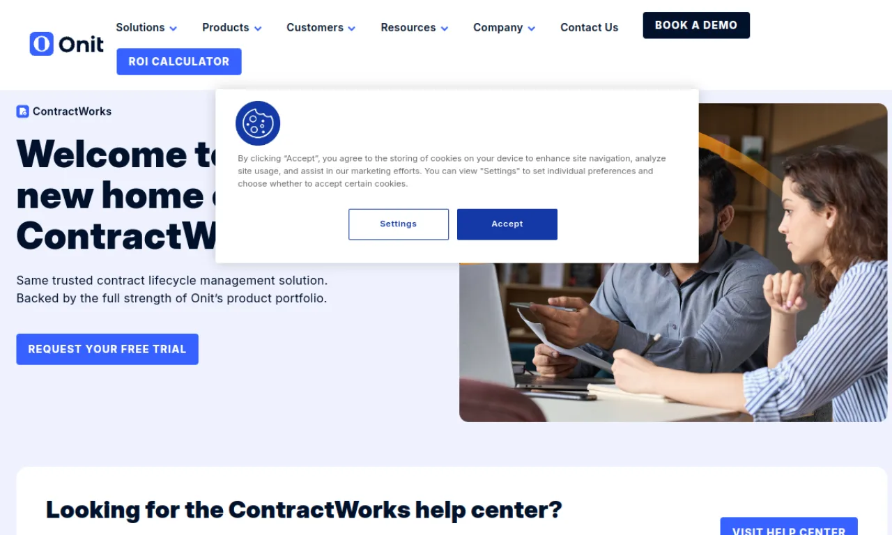 Screenshot of ContractWorks website
