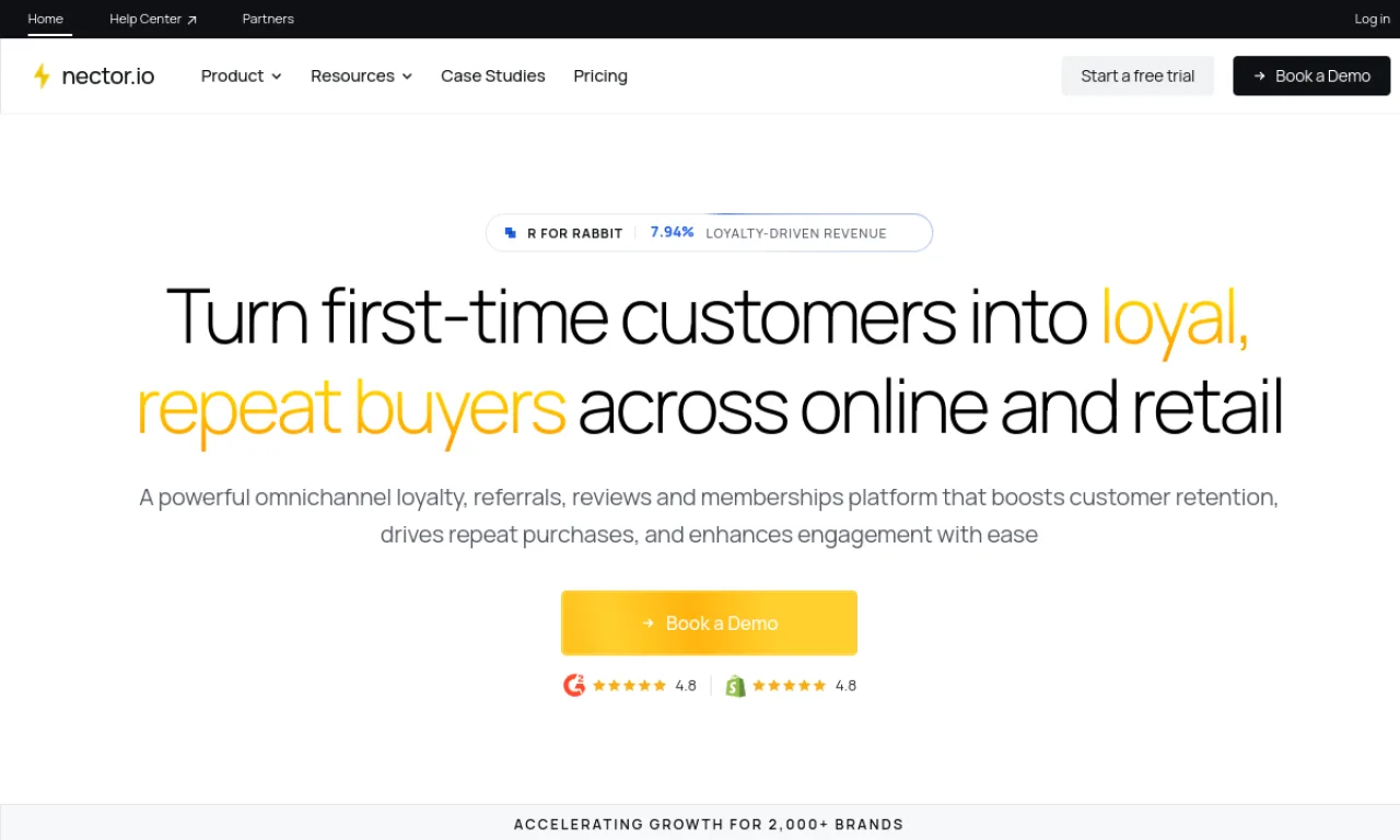 Screenshot of Nector website