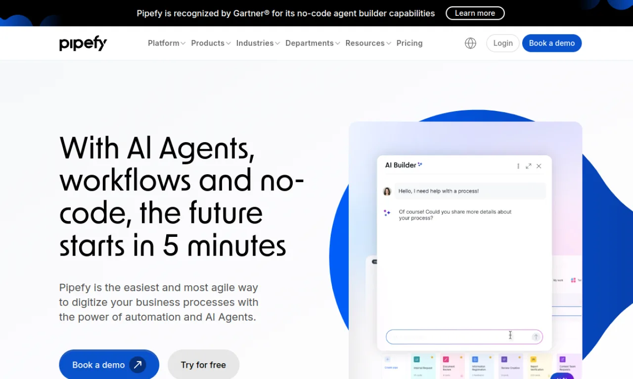 Screenshot of Pipefy website