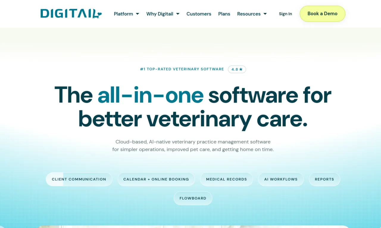 Screenshot of Digitail website