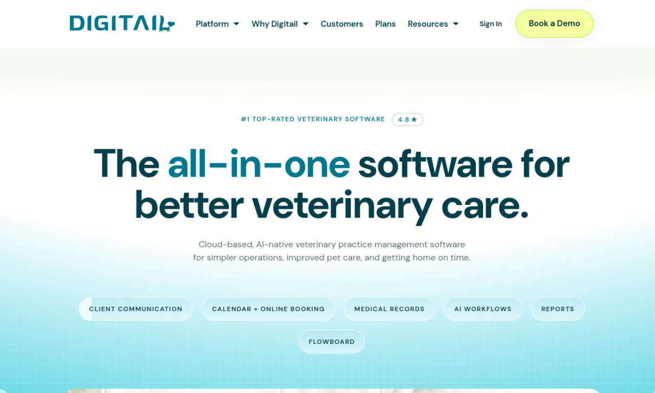 Screenshot of Digitail website