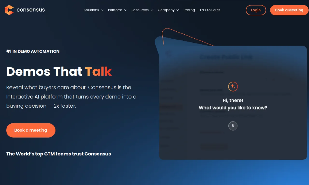 Screenshot of Consensus website