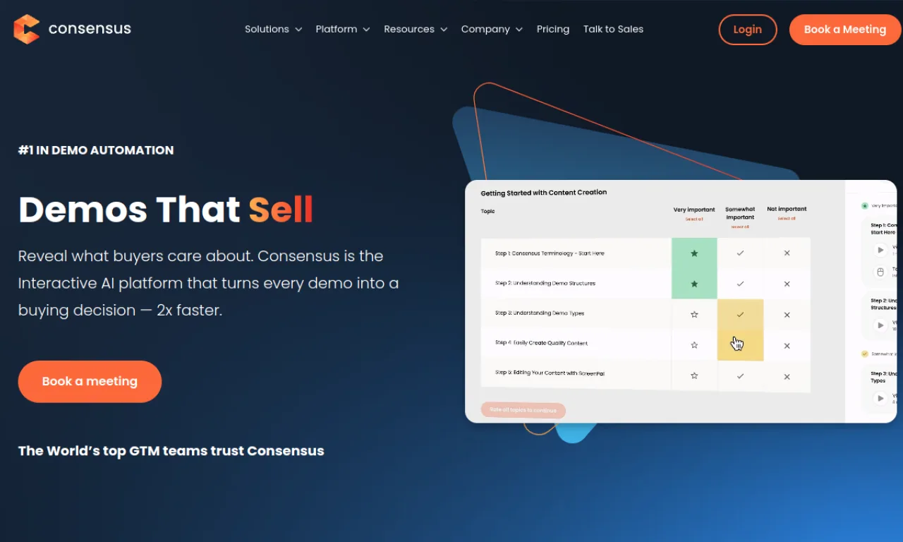 Screenshot of Consensus website