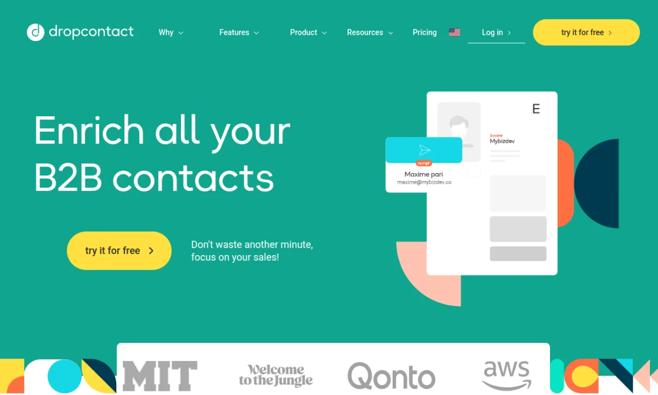 Screenshot of Dropcontact website