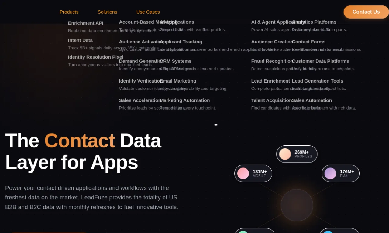 Screenshot of LeadFuze website