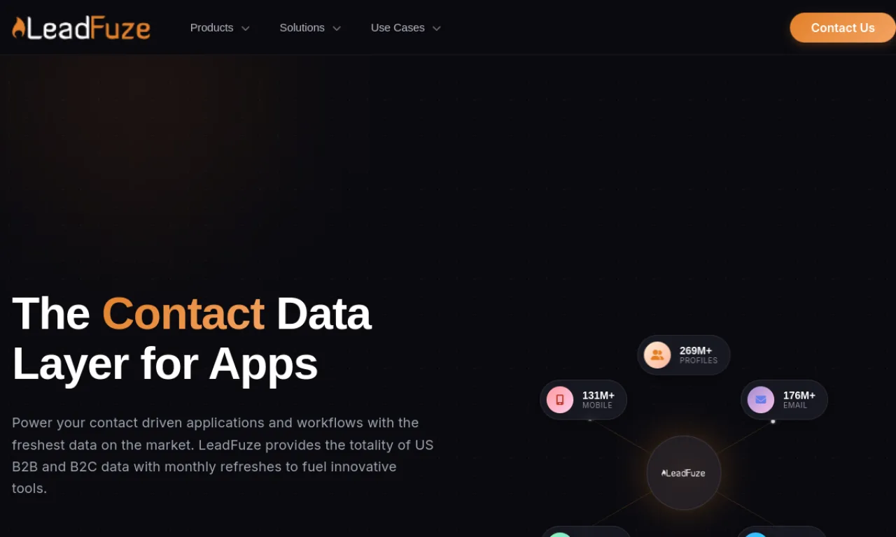 Screenshot of LeadFuze website