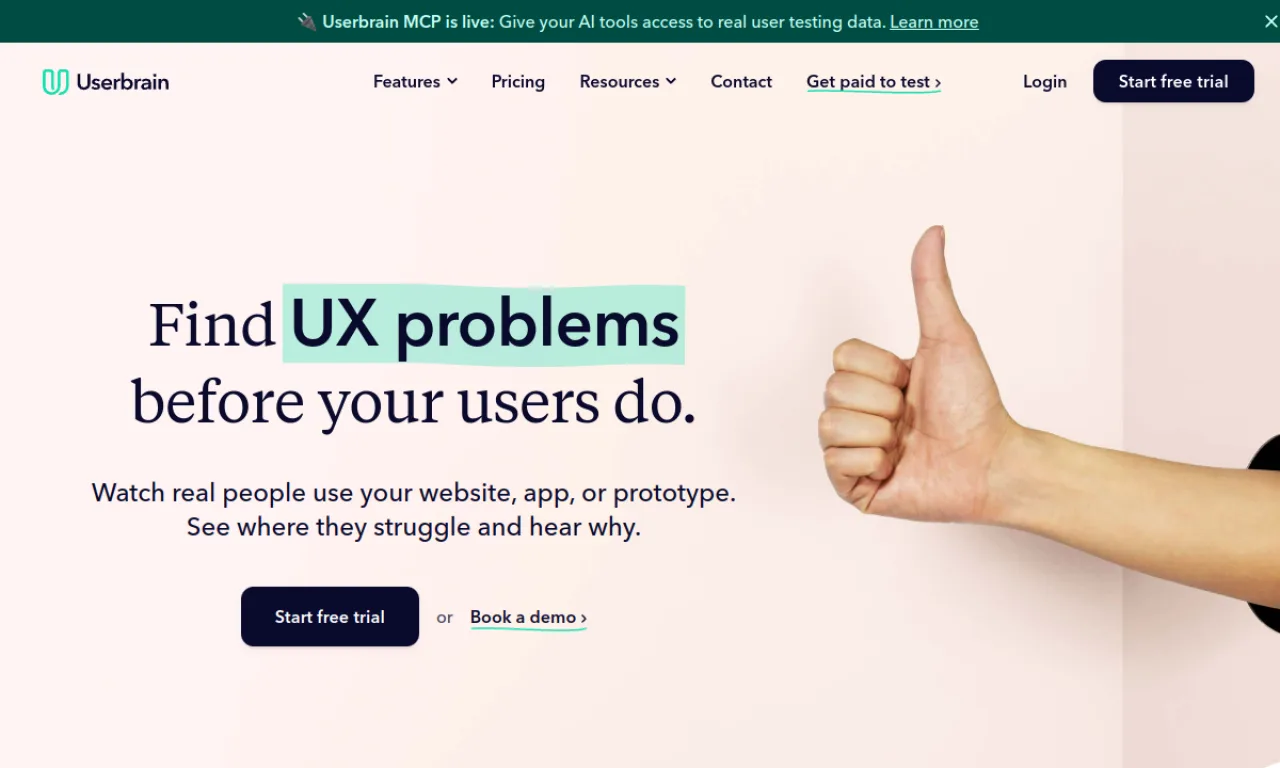 Screenshot of Userbrain website