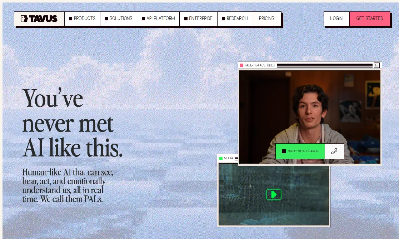 Screenshot of Tavus website