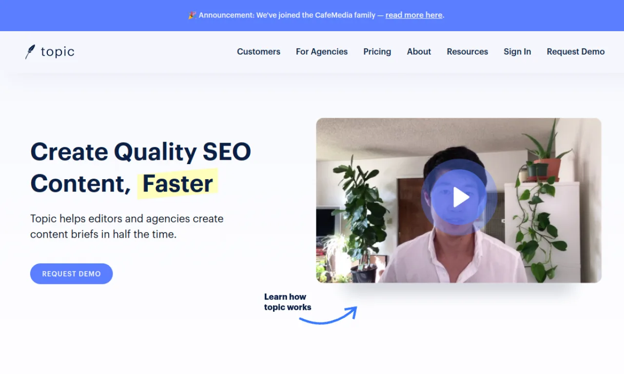Screenshot of Topic / Clearscope-lite website