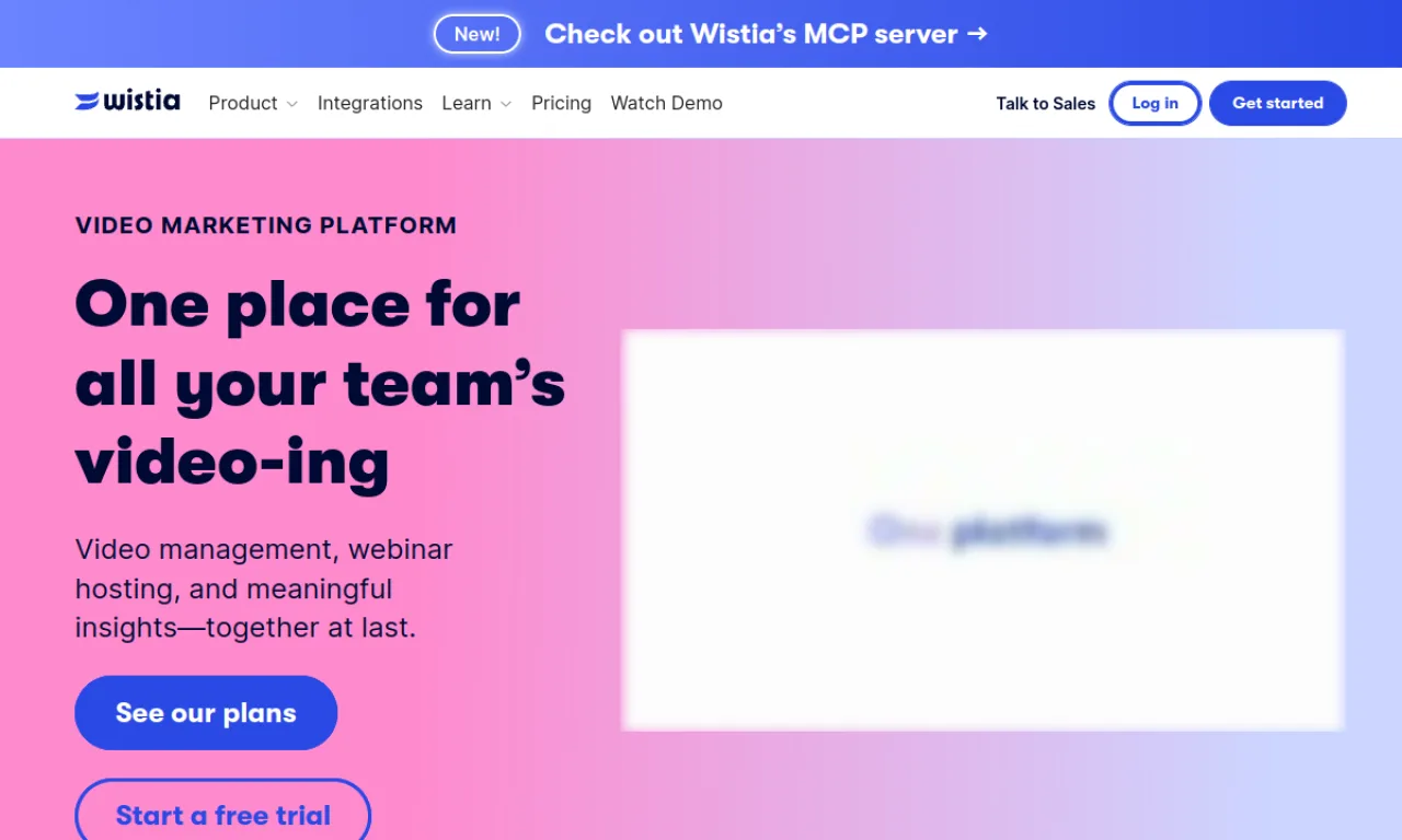 Screenshot of Wistia Channels website
