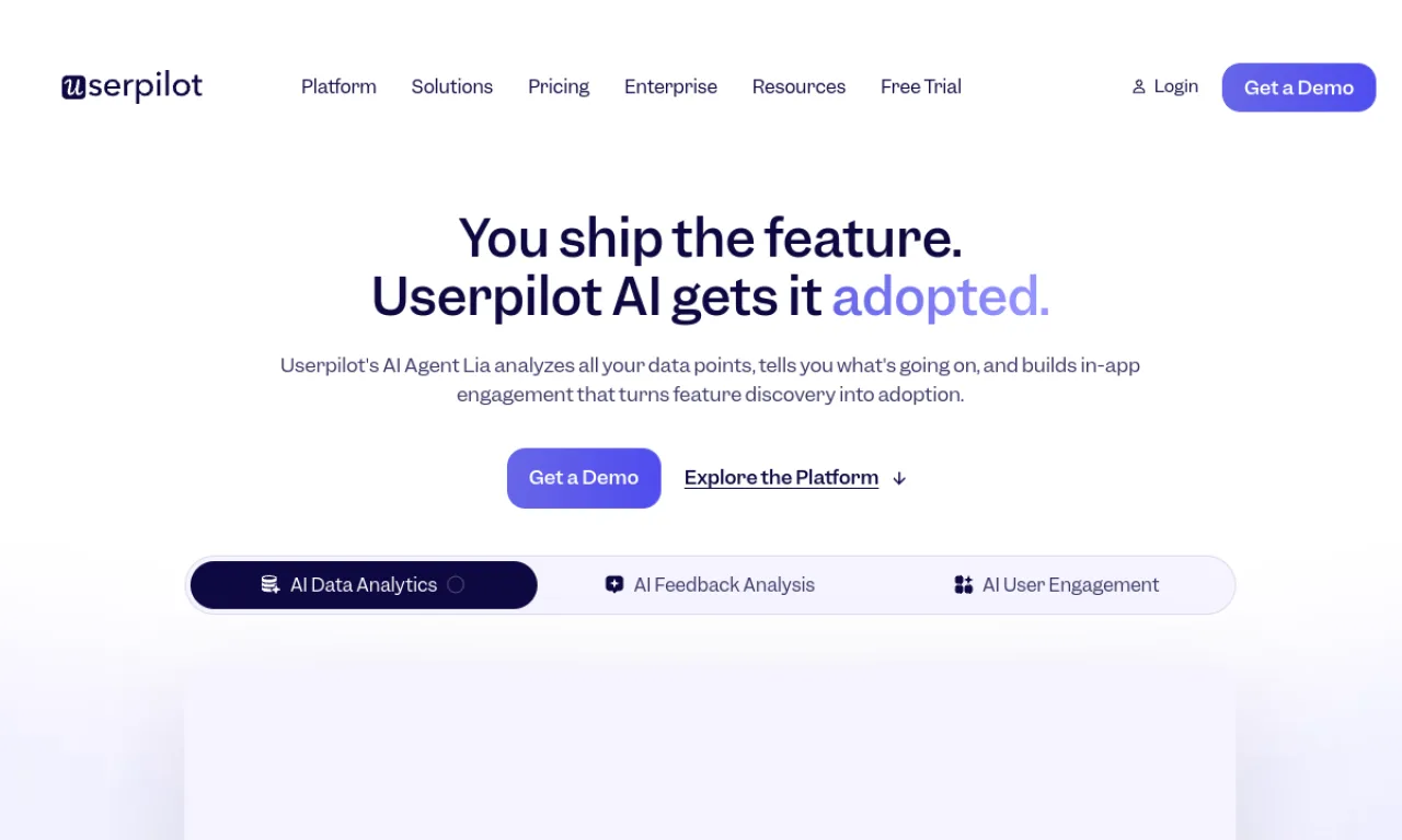 Screenshot of Userpilot website