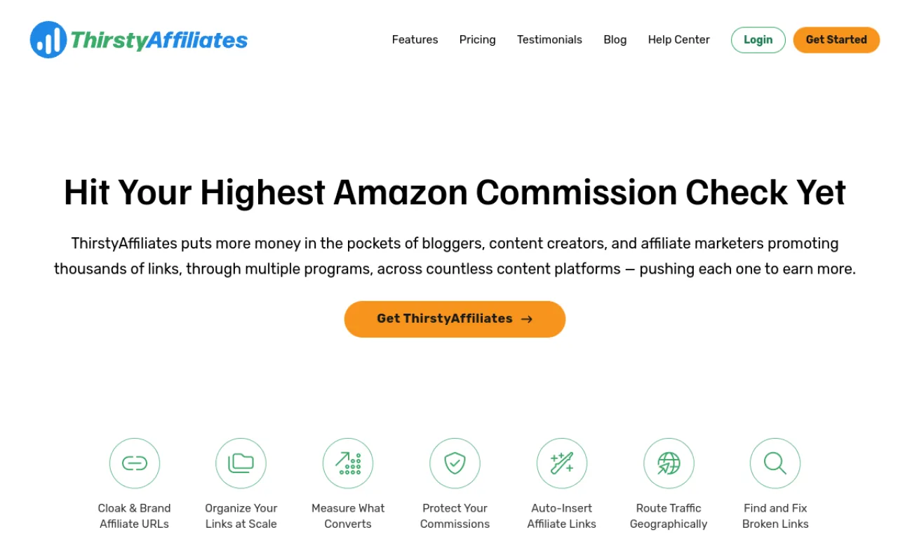 Screenshot of ThirstyAffiliates website