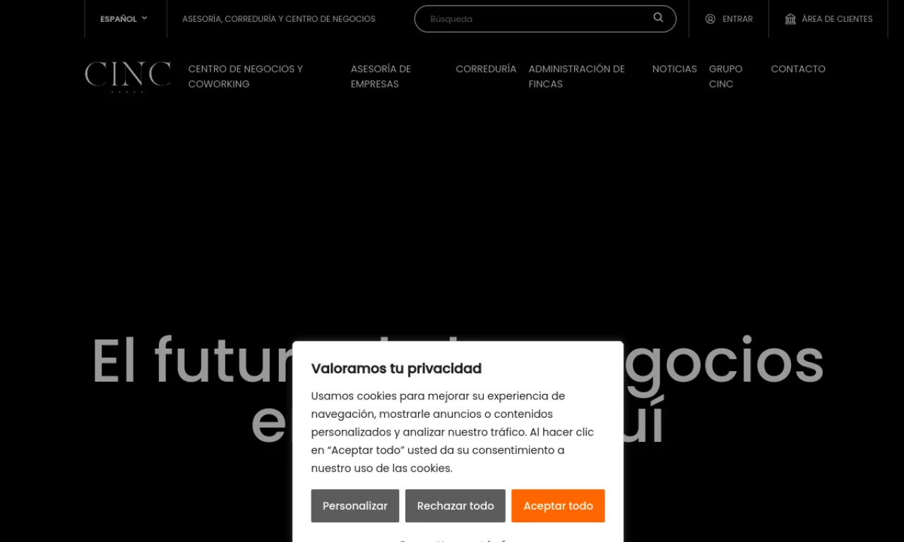 Screenshot of CINC website