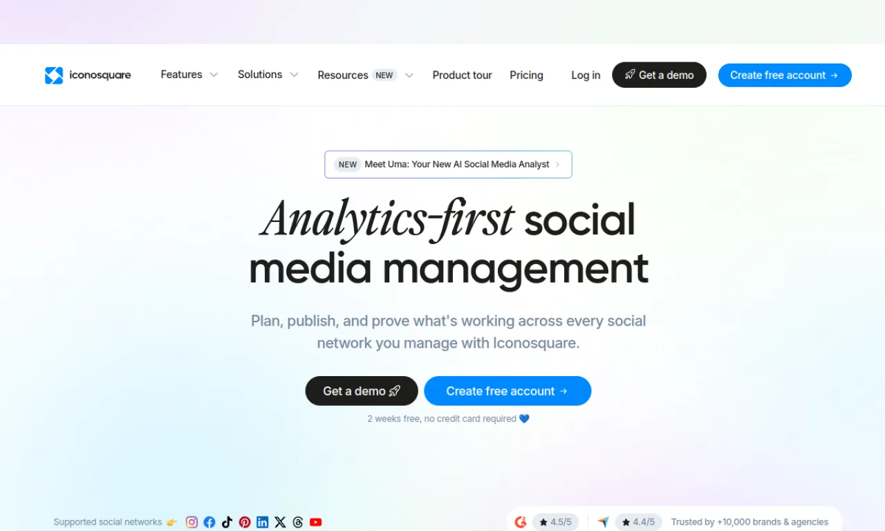 Screenshot of Iconosquare Pro website