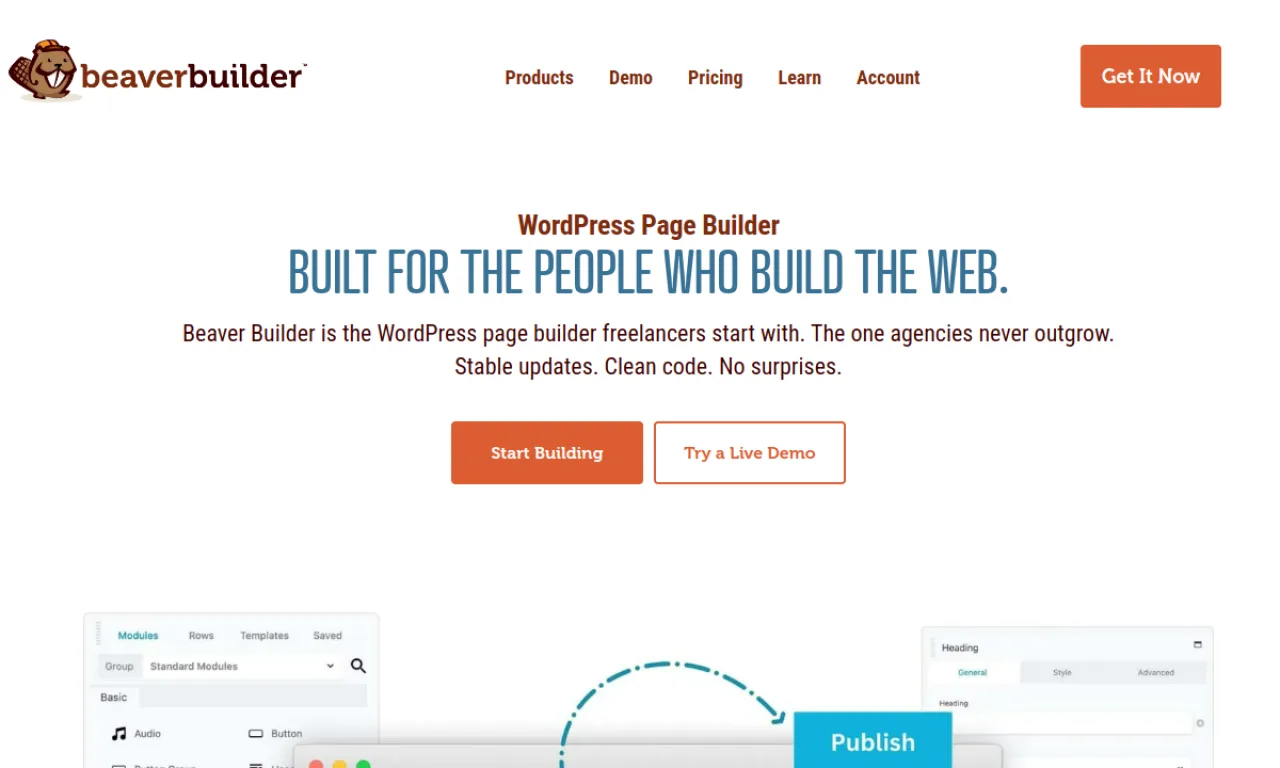 Screenshot of Beaver Builder website