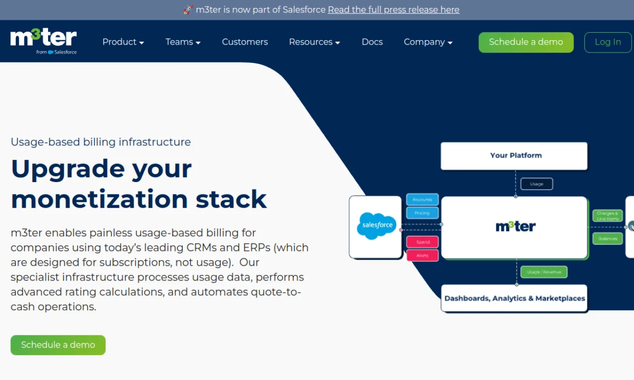 Screenshot of m3ter website