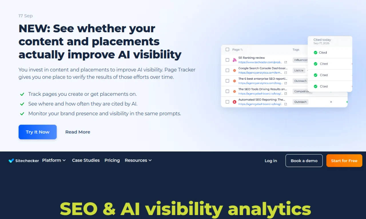 Screenshot of Sitechecker website
