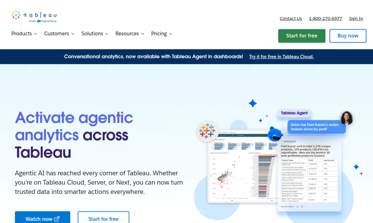 Screenshot of Tableau website