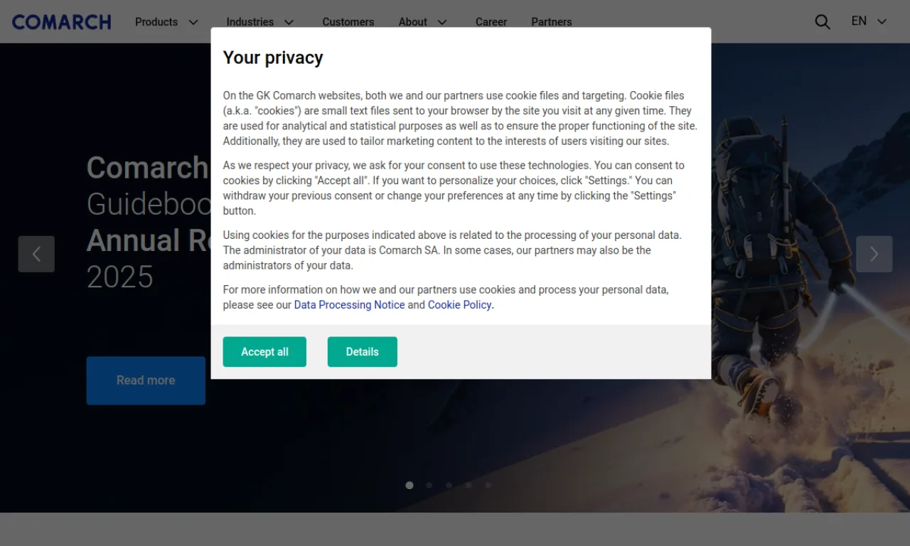 Screenshot of Comarch Loyalty website