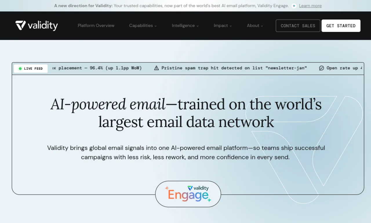 Screenshot of Validity Everest website