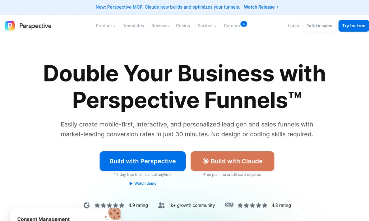 Screenshot of Perspective website