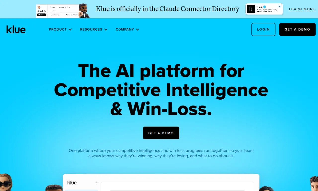 Screenshot of Klue Battlecards website